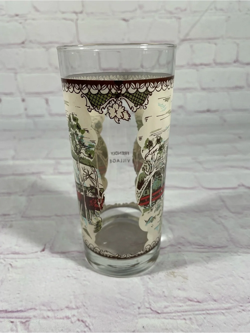 Vintage Johnson Brothers Friendly Village Covered Bridge Glass Tumbler 15oz